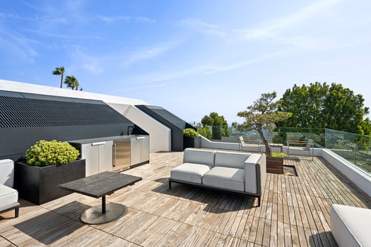 two storey house with rooftop design